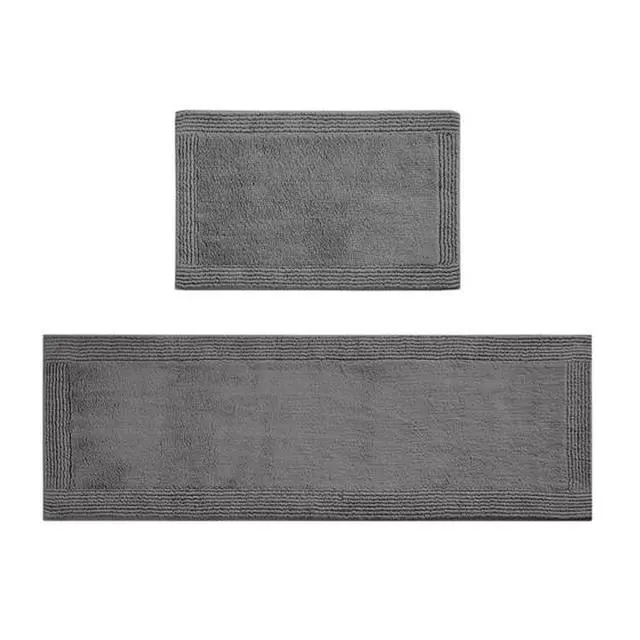 Alt view image 4 of 7 - 100% Cotton Tufted 3000 GSM Reversible Bath Rug Charcoal 21x34"