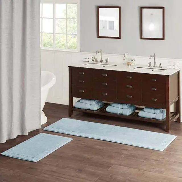 Main image of 100% Cotton Tufted 3000 GSM Reversible Bath Rug Blue 21x34"