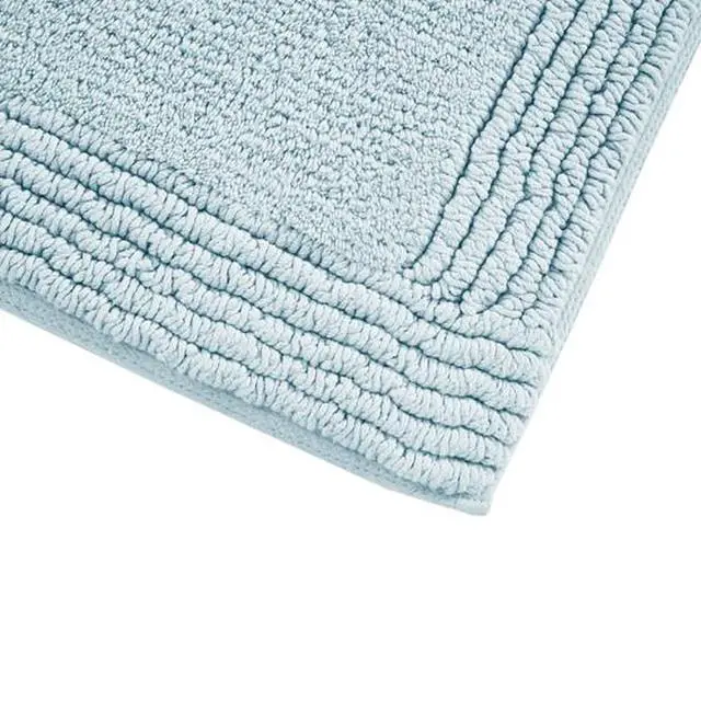 Alt view image 2 of 7 - 100% Cotton Tufted 3000 GSM Reversible Bath Rug Blue 24x72"