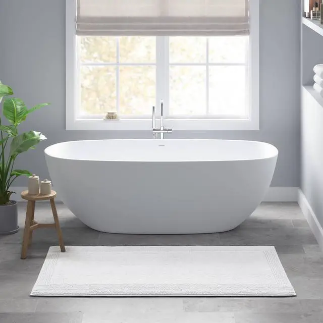 Main image of 1 PCS 24x36" 100% Cotton Tufted 3000 GSM Reversible Bath Rug White