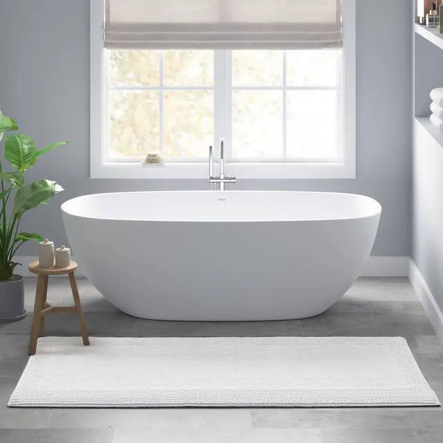 Main image of 1 PCS 24x60" 100% Cotton Tufted 3000 GSM Reversible Bath Rug White