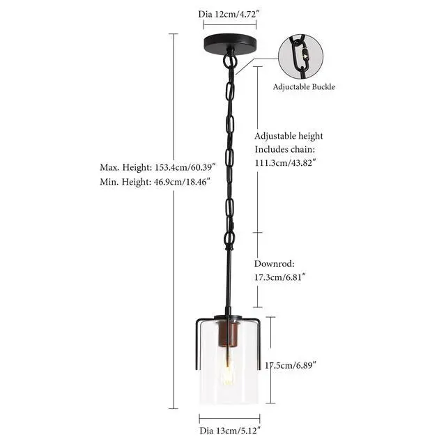 Alt view image 3 of 7 - Modern industrial Pendant Light with Clear Glass Shade, Adjustable Metal Pendant Lighting for Kitchen Island Dining Room Entryway, Easy Clean Glare-Free Home Light Fixture