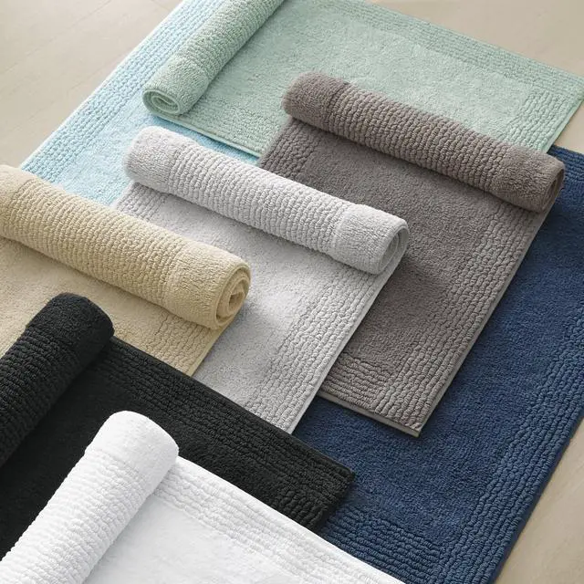 Alt view image 4 of 7 - 1 PCS 17x24" 100% Cotton Tufted 3000 GSM Reversible Bath Rug Grey
