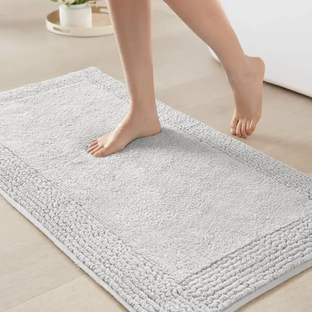 Alt view image 2 of 7 - 1 PCS 24x36" 100% Cotton Tufted 3000 GSM Reversible Bath Rug Grey