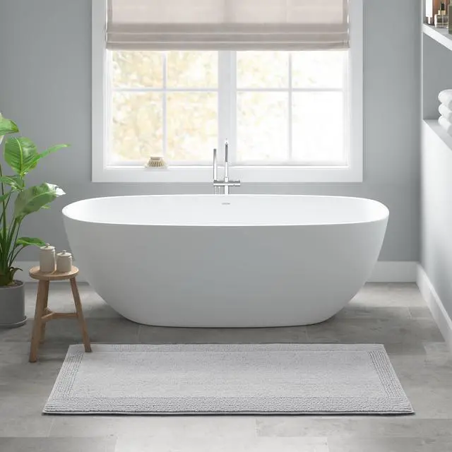 Alt view image 6 of 7 - 1 PCS 24x36" 100% Cotton Tufted 3000 GSM Reversible Bath Rug Grey