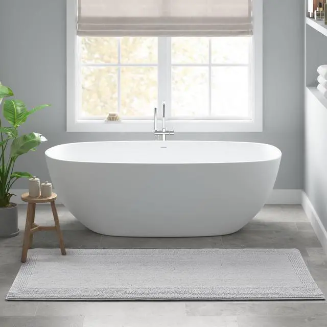 Main image of 1 PCS 24x60" 100% Cotton Tufted 3000 GSM Reversible Bath Rug Grey