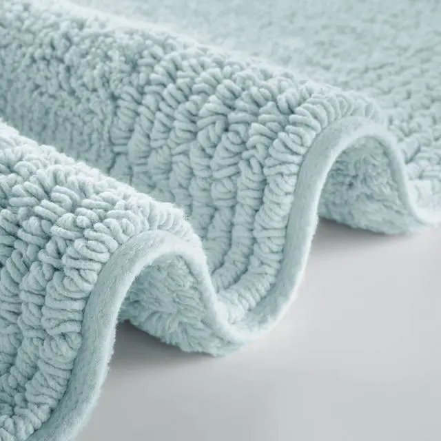 Alt view image 4 of 7 - 1 PCS 24x44" 100% Cotton Tufted 3000 GSM Reversible Bath Rug Blue