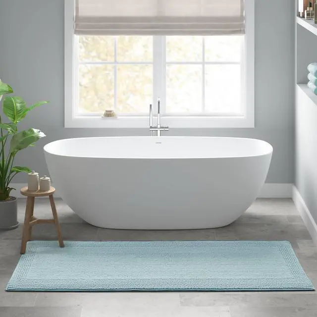 Alt view image 7 of 7 - 1 PCS 24x44" 100% Cotton Tufted 3000 GSM Reversible Bath Rug Blue