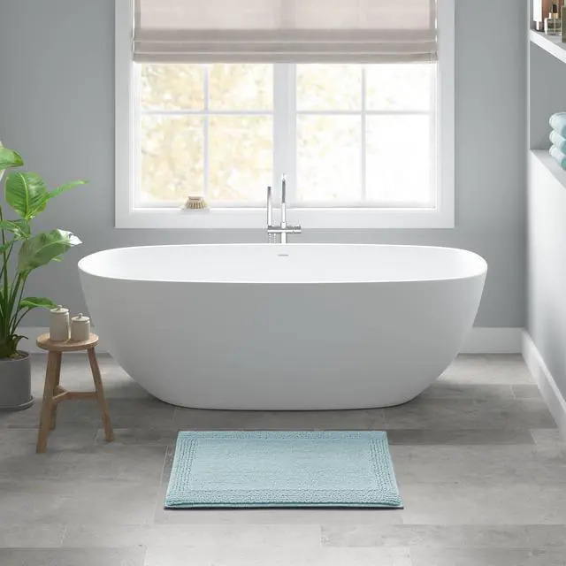 Main image of 1 PCS 20x30" 100% Cotton Tufted 3000 GSM Reversible Bath Rug Blue