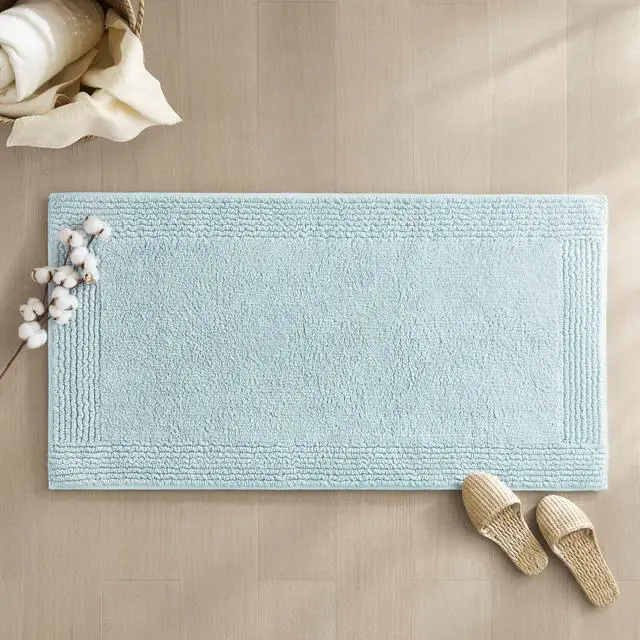 Alt view image 2 of 7 - 1 PCS 24x44" 100% Cotton Tufted 3000 GSM Reversible Bath Rug Blue