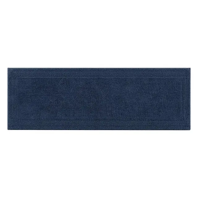 Alt view image 3 of 7 - 1 PCS 24x72" 100% Cotton Tufted 3000 GSM Reversible Bath Rug Navy
