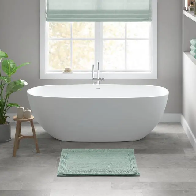 Main image of 1 PCS 17x24" 100% Cotton Tufted 3000 GSM Reversible Bath Rug Green