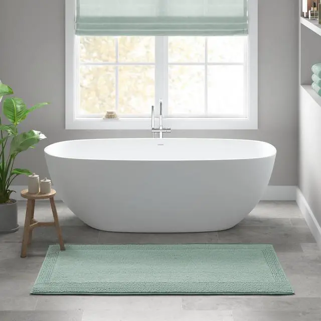 Alt view image 4 of 7 - 1 PCS 24x36" 100% Cotton Tufted 3000 GSM Reversible Bath Rug Green