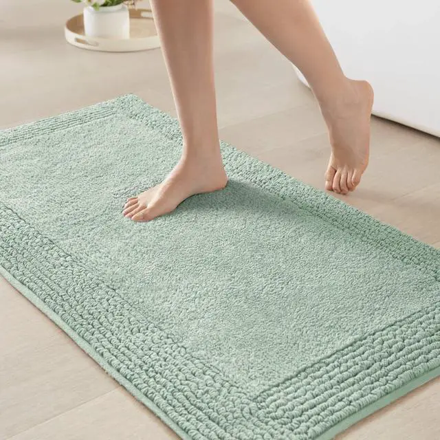 Alt view image 7 of 7 - 1 PCS 20x30" 100% Cotton Tufted 3000 GSM Reversible Bath Rug Green