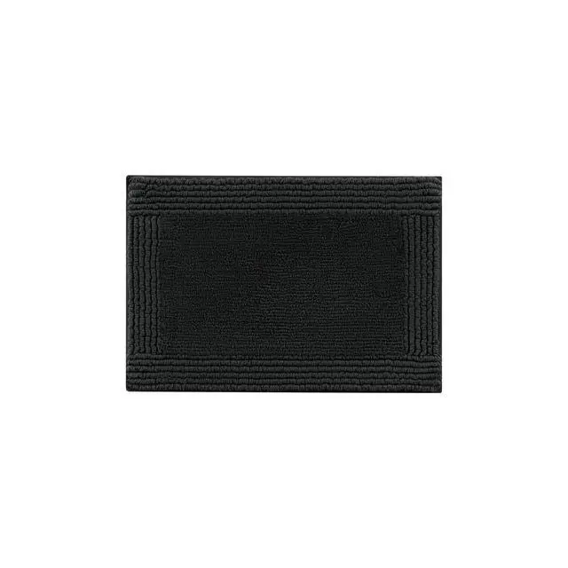 Alt view image 2 of 7 - 1 PCS 24x36" 100% Cotton Tufted 3000 GSM Reversible Bath Rug Black