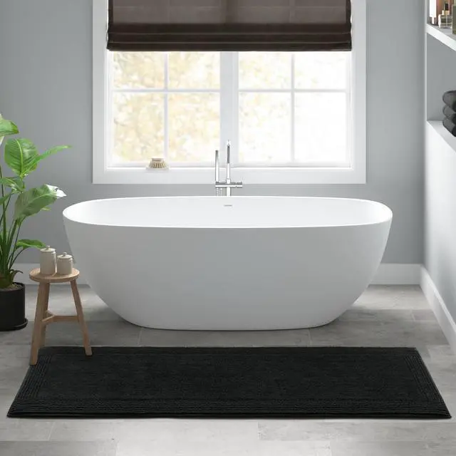 Alt view image 6 of 7 - 1 PCS 24x36" 100% Cotton Tufted 3000 GSM Reversible Bath Rug Black