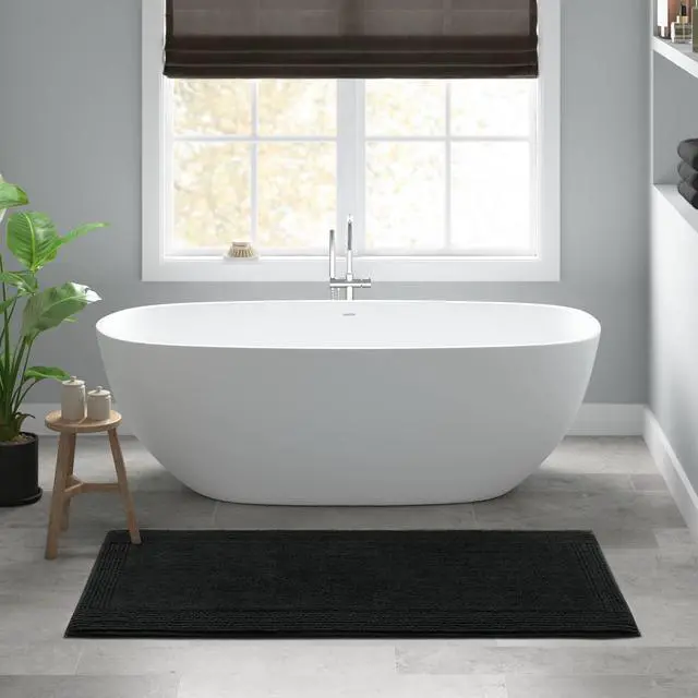 Alt view image 5 of 7 - 1 PCS 24x36" 100% Cotton Tufted 3000 GSM Reversible Bath Rug Black