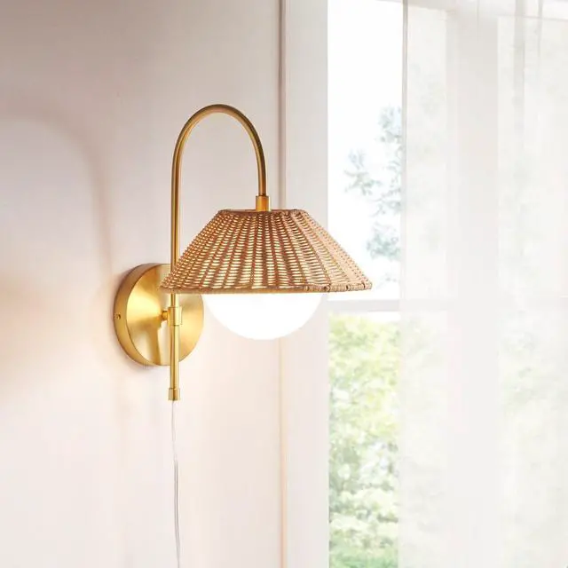 Alt view image 2 of 7 - Rattan Weave Wall Sconce