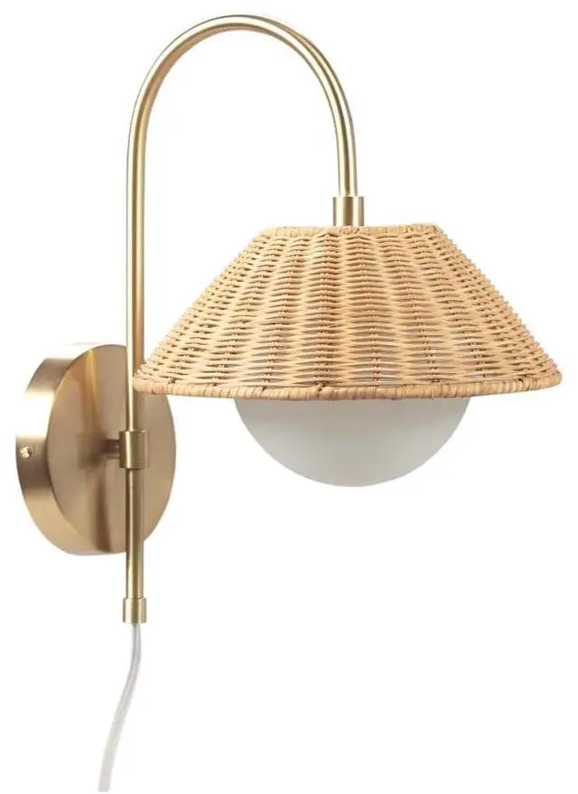 Alt view image 4 of 7 - Rattan Weave Wall Sconce
