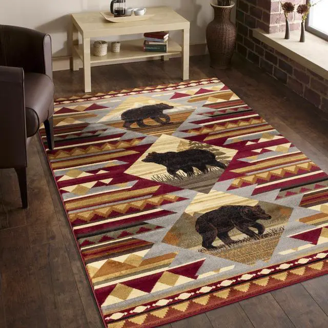 Alt view image 2 of 6 - Nature's Nest GC_CBL3001 Multi 7 ft. 10 in. x 10 ft. 3 in. Lodge Area Rug