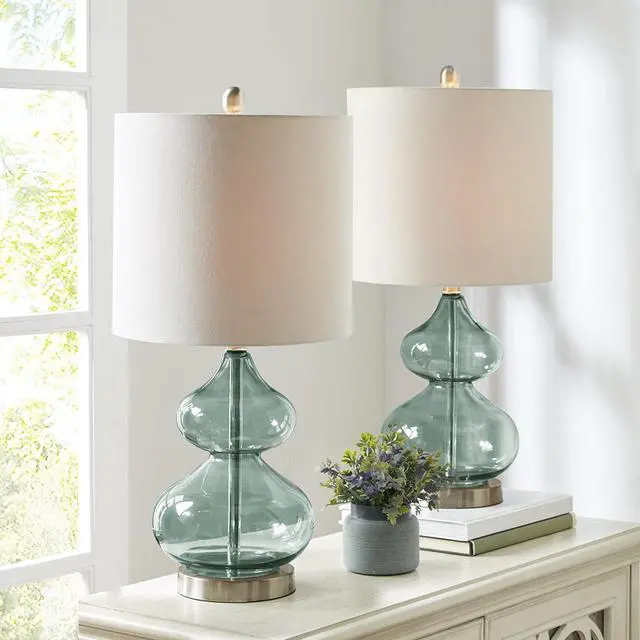 Alt view image 3 of 7 - Curved Glass Table Lamp, Set Of 2