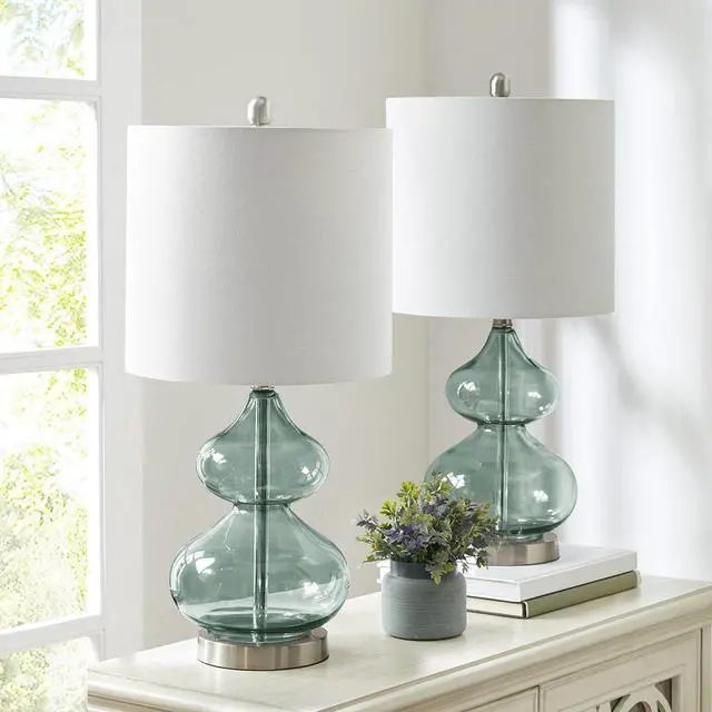 Alt view image 4 of 7 - Curved Glass Table Lamp, Set Of 2