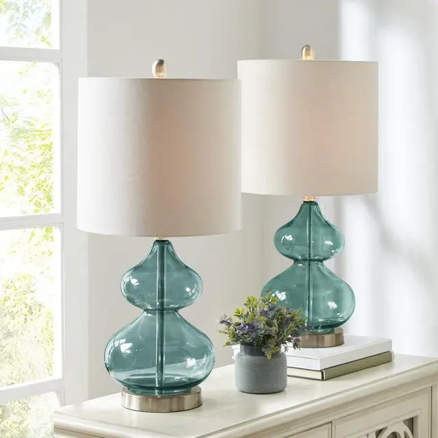 Alt view image 2 of 7 - Curved Glass Table Lamp, Set Of 2