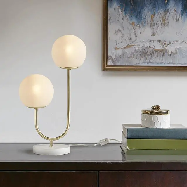 Alt view image 2 of 7 - Metal 2-Light Globe Table Lamp