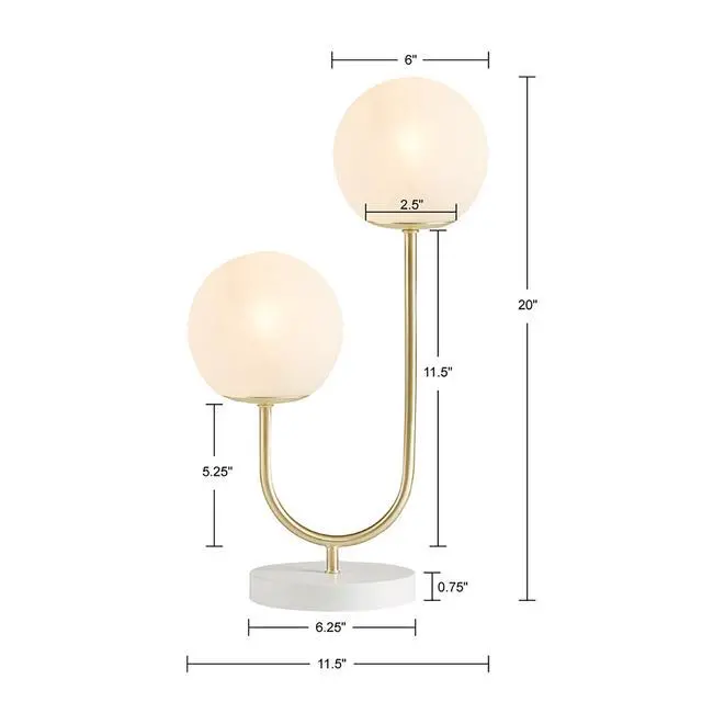 Alt view image 3 of 7 - Metal 2-Light Globe Table Lamp