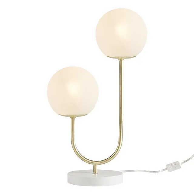 Alt view image 6 of 7 - Metal 2-Light Globe Table Lamp