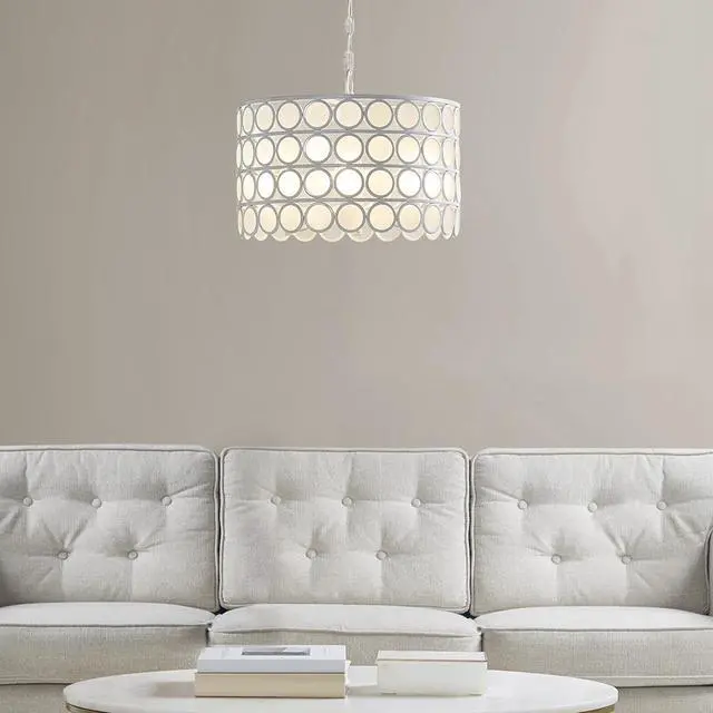 Alt view image 4 of 7 - 4-Light Glass Drum Shade Chandelier