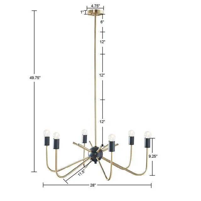 Alt view image 5 of 6 - 6-Light Metal Chandelier