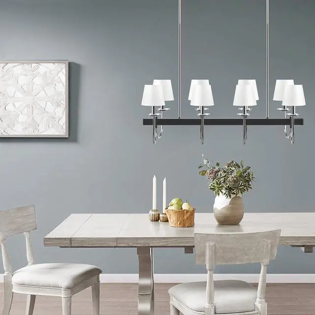 Main image of 8-Light Traditional Chandelier with Drum Shades