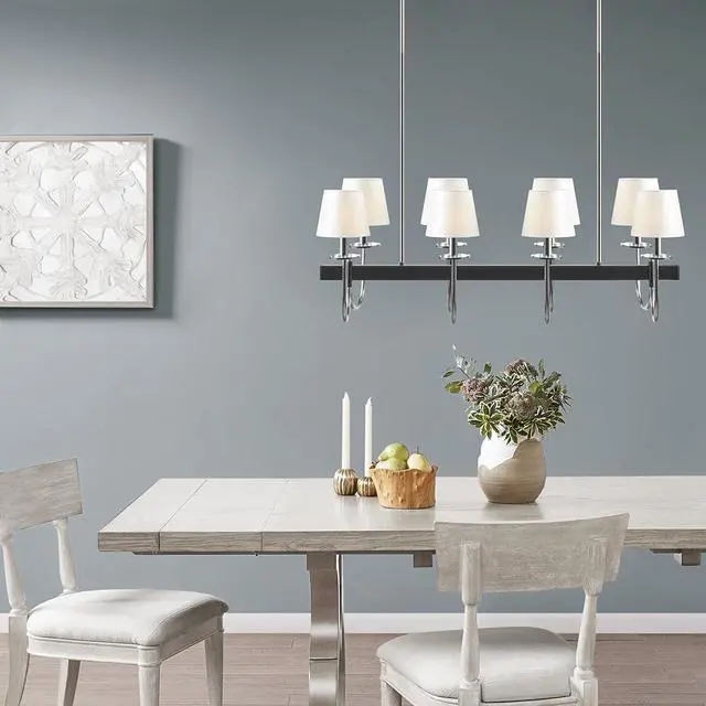 Alt view image 2 of 6 - 8-Light Traditional Chandelier with Drum Shades