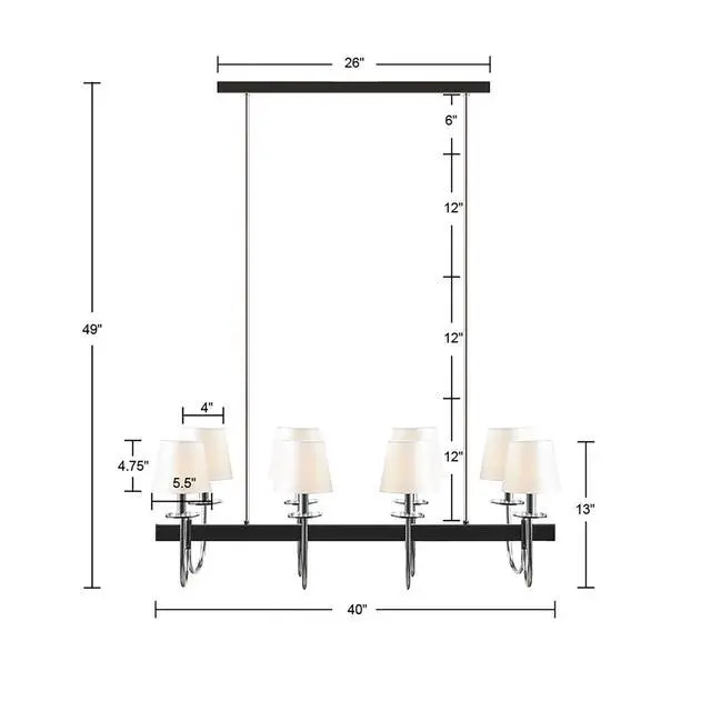 Alt view image 6 of 6 - 8-Light Traditional Chandelier with Drum Shades