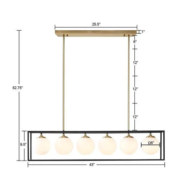 Alt view image 2 of 7 - H 6-Light Frosted Glass Globe R Chandelier