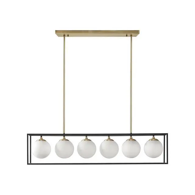 Alt view image 7 of 7 - H 6-Light Frosted Glass Globe R Chandelier