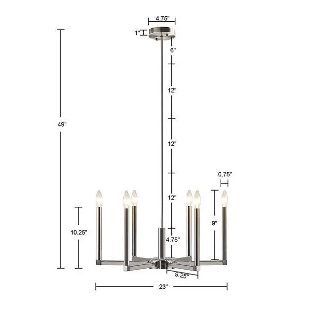 Alt view image 4 of 6 - 6-Light Contemporary Candelabra Styled Chandelier