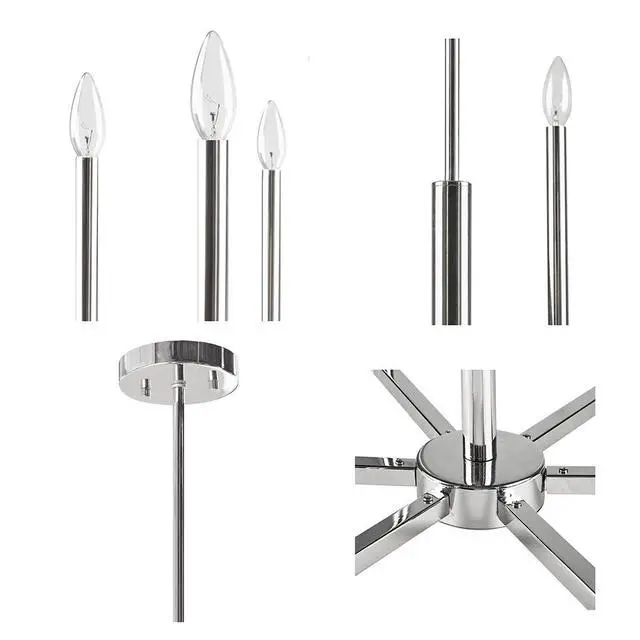 Alt view image 5 of 6 - 6-Light Contemporary Candelabra Styled Chandelier