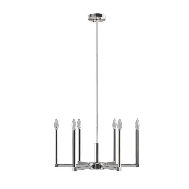 Alt view image 3 of 6 - 6-Light Contemporary Candelabra Styled Chandelier