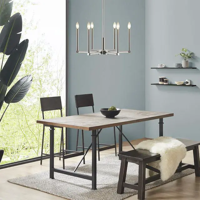 Alt view image 6 of 6 - 6-Light Contemporary Candelabra Styled Chandelier