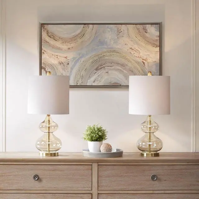 Alt view image 4 of 7 - Curved Glass Table Lamp, Set Of 2