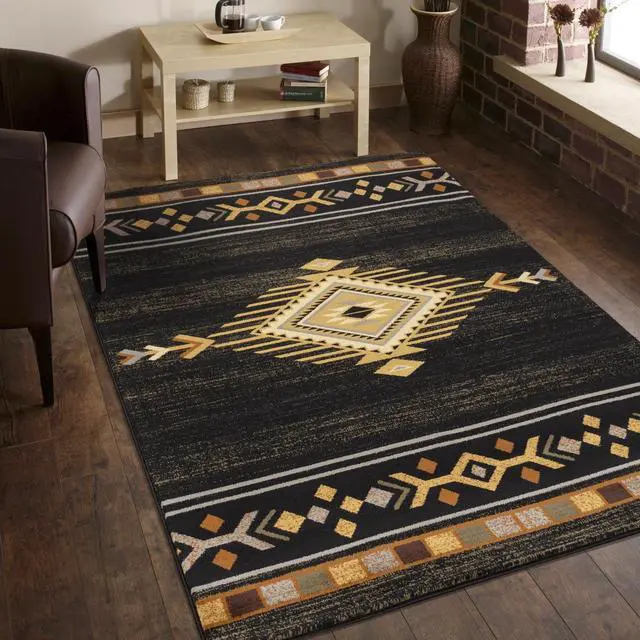 Alt view image 4 of 6 - Black 7 ft. 10 in. x 10 ft. 3 in. Southwest Area Rug