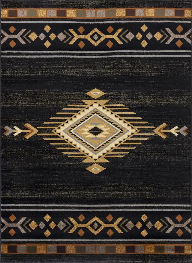 Main image of Black 7 ft. 10 in. x 10 ft. 3 in. Southwest Area Rug