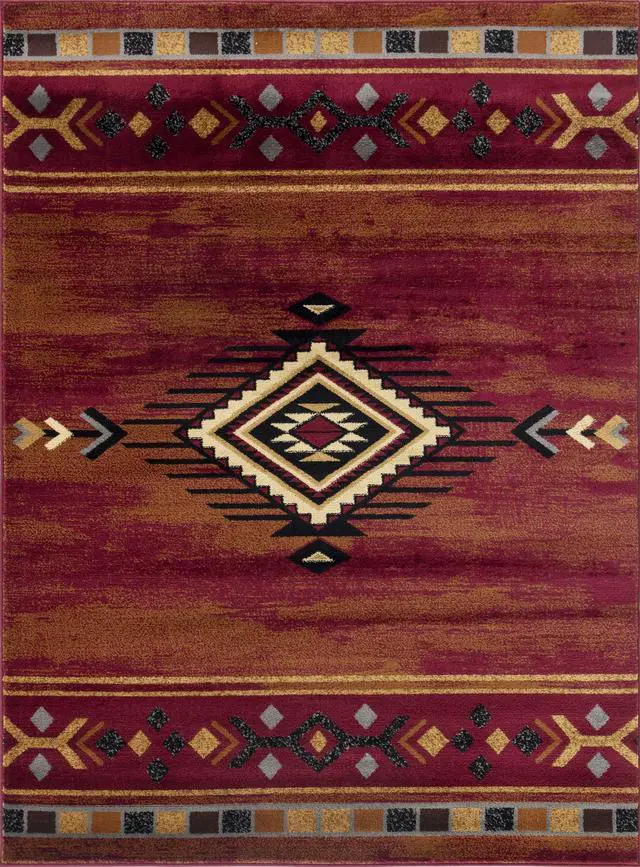 Alt view image 2 of 6 - Red 5 ft. 3 in. x 7 ft. 3 in. Southwest Area Rug