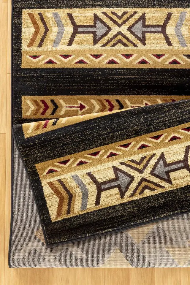 Alt view image 6 of 6 - Black 5 ft. 3 in. x 7 ft. 3 in. Southwest Area Rug