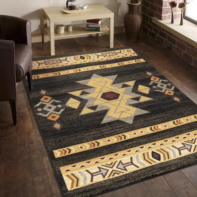 Main image of Black 5 ft. 3 in. x 7 ft. 3 in. Southwest Area Rug