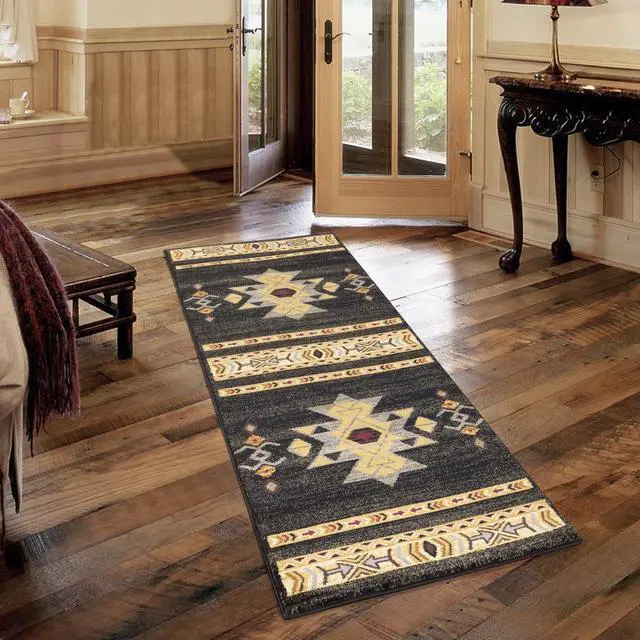 Alt view image 2 of 6 - Black 5 ft. 3 in. x 7 ft. 3 in. Southwest Area Rug