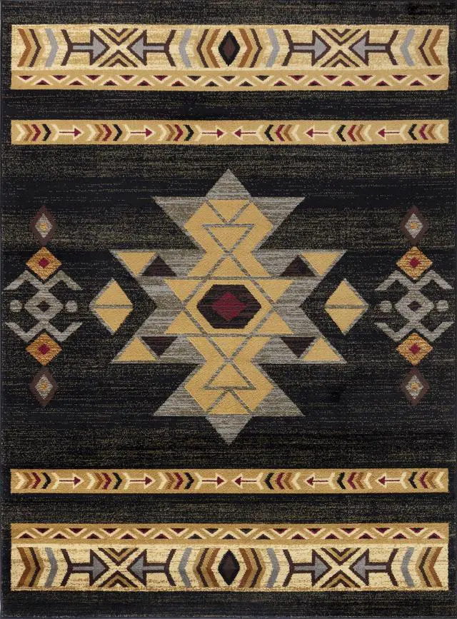 Alt view image 5 of 6 - Black 5 ft. 3 in. x 7 ft. 3 in. Southwest Area Rug
