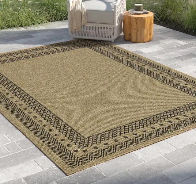 Alt view image 4 of 4 - Jute/Black 2 ft. 7 in. x 7 ft. 3 in. Indoor/Outdoor Area Rug
